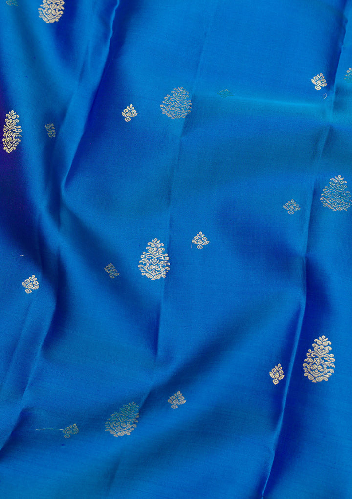 Peacock Blue Zariwork Pure Silk Saree