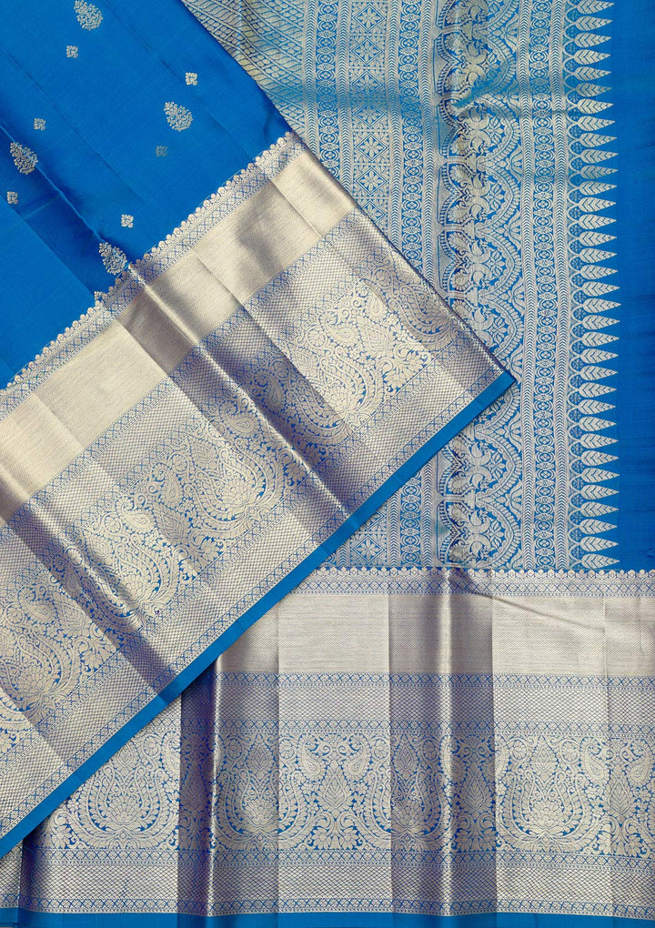 Peacock Blue Zariwork Pure Silk Saree