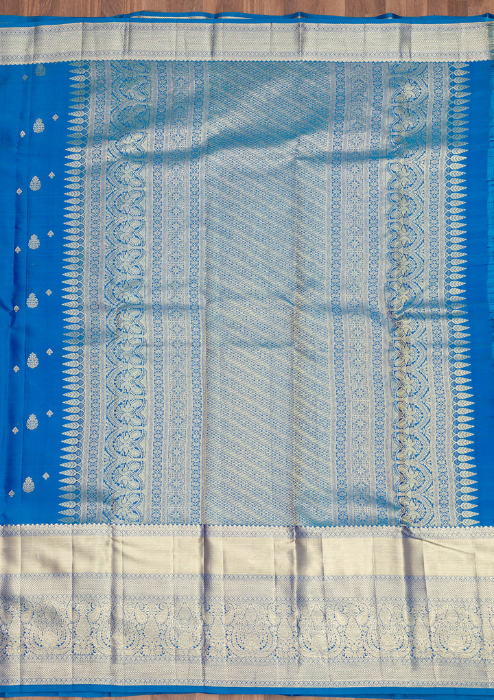 Peacock Blue Zariwork Pure Silk Saree