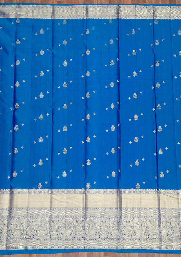 Peacock Blue Zariwork Pure Silk Saree