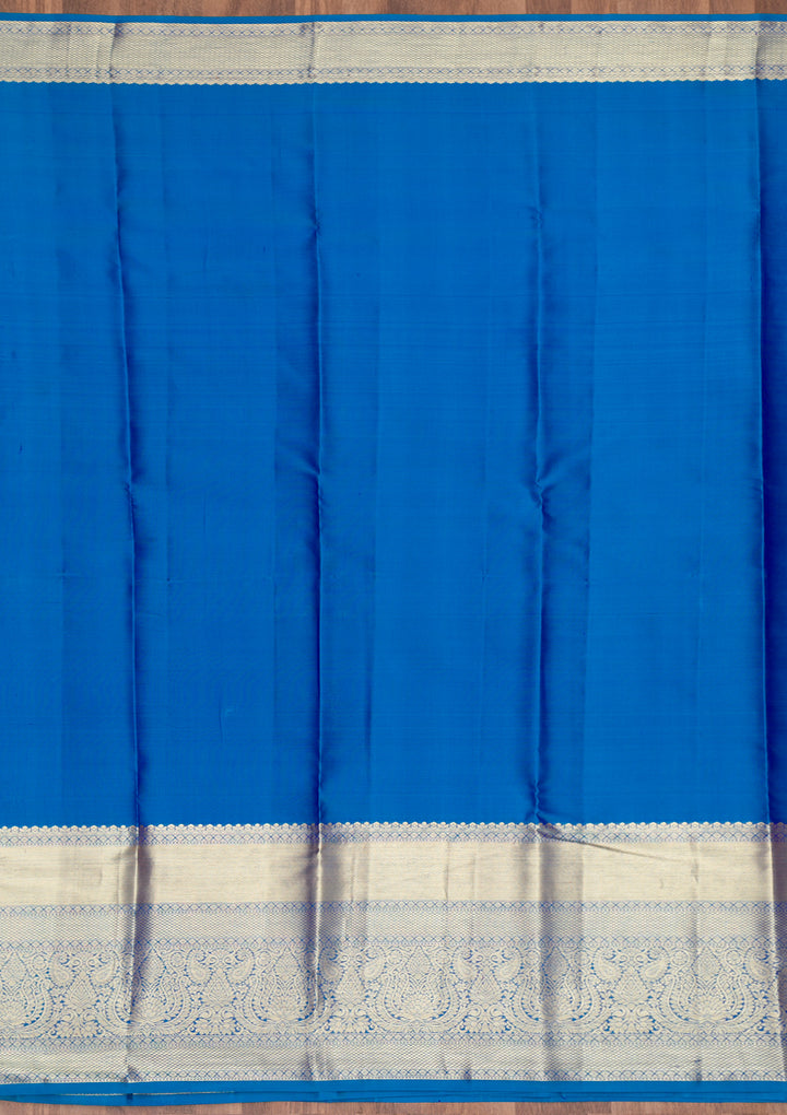Peacock Blue Zariwork Pure Silk Saree
