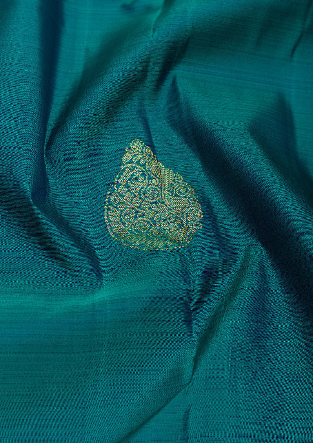 Peacock Blue Zariwork Kanjivaram Pure Silk Saree