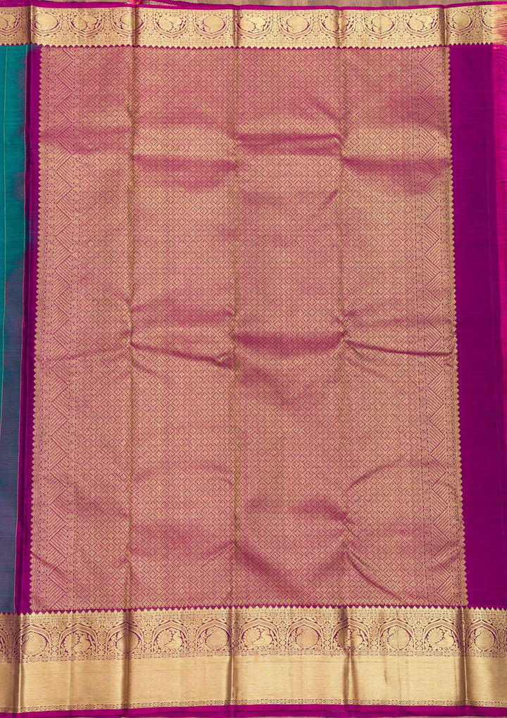 Peacock Blue Zariwork Kanjivaram Pure Silk Saree