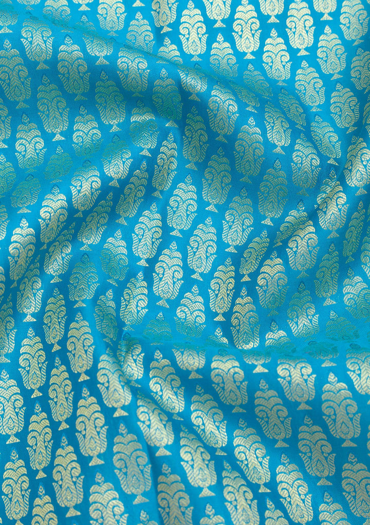 Peacock Blue Zariwork Pure Silk Saree