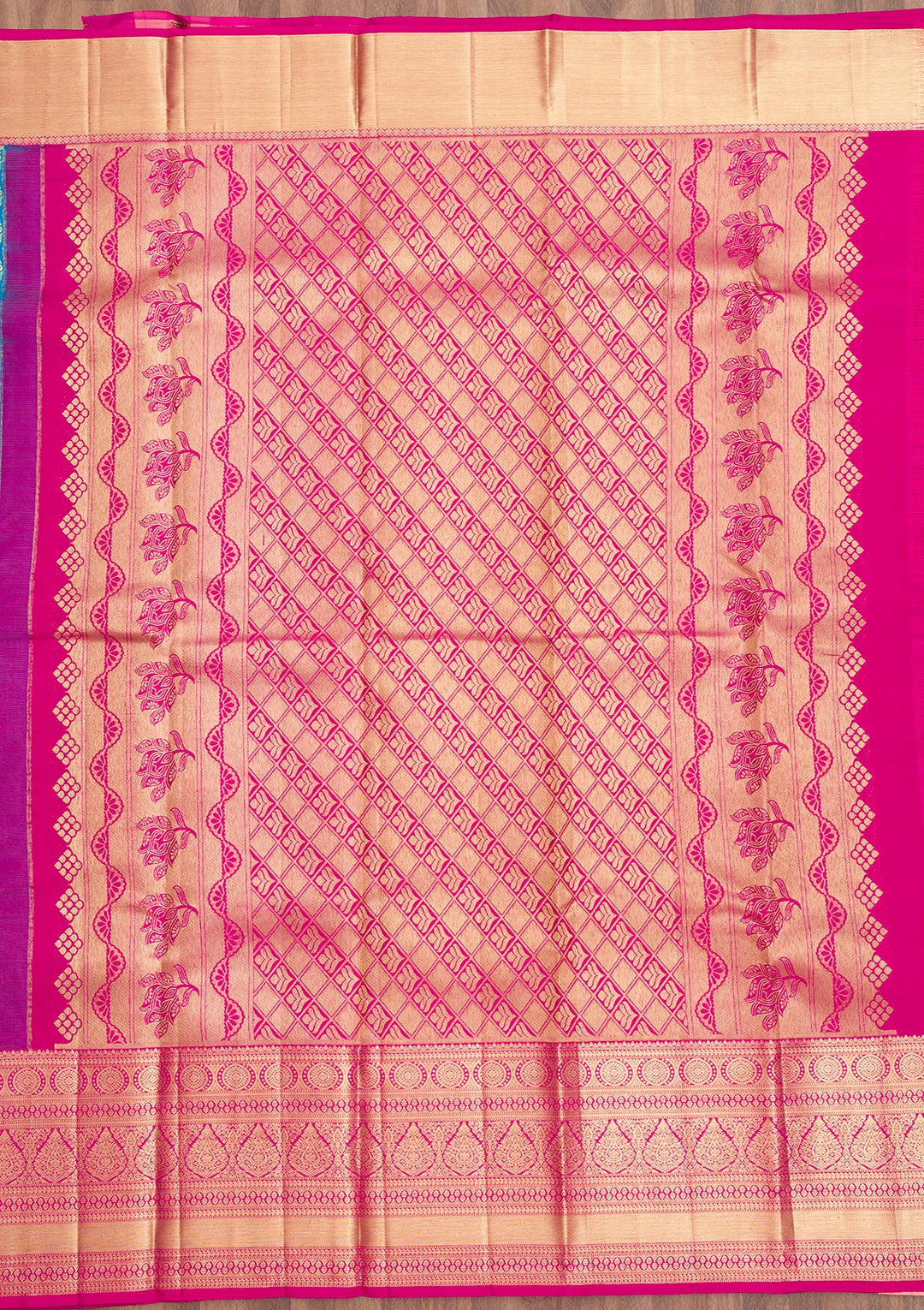 Peacock Blue Zariwork Pure Silk Saree