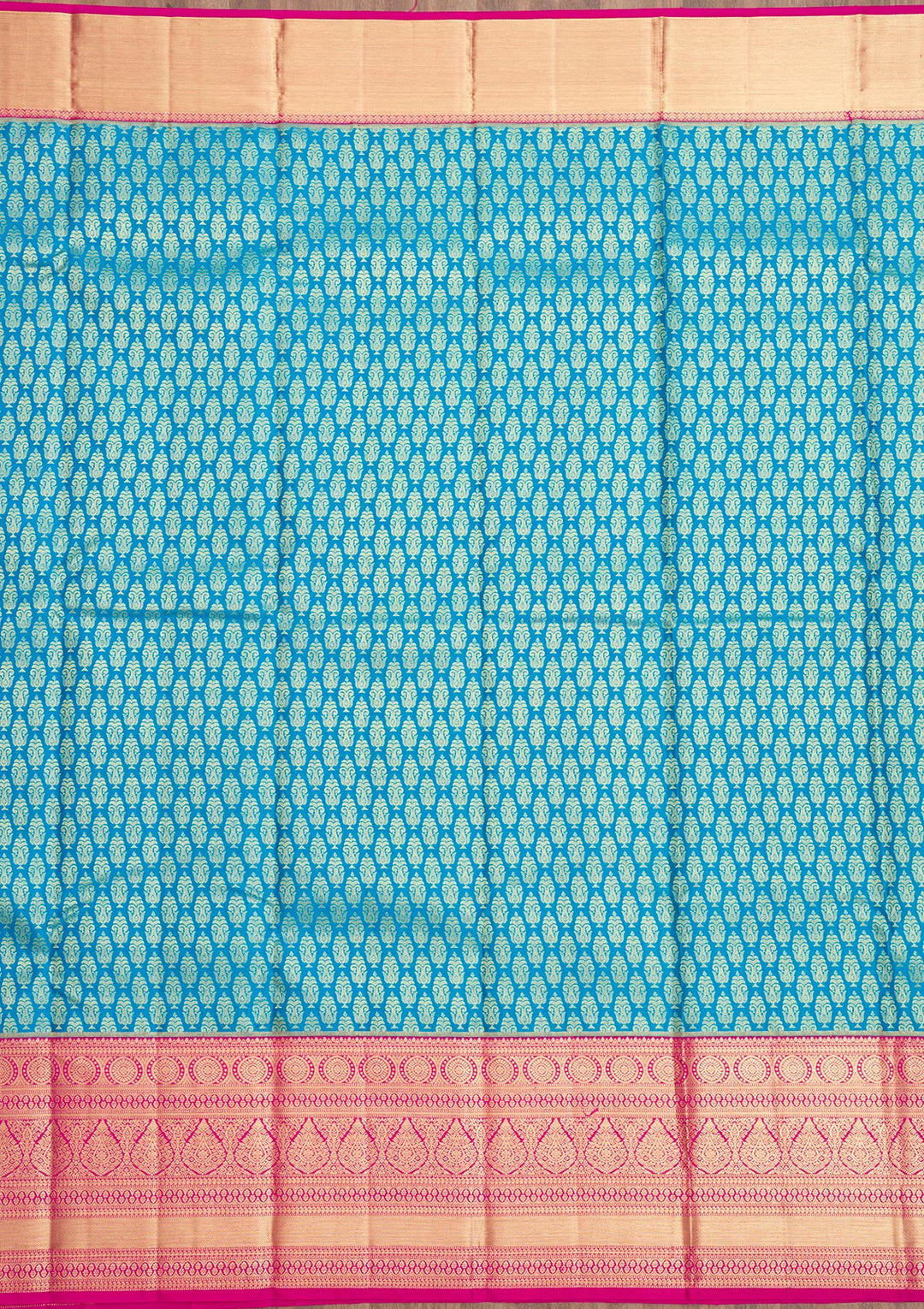 Peacock Blue Zariwork Pure Silk Saree