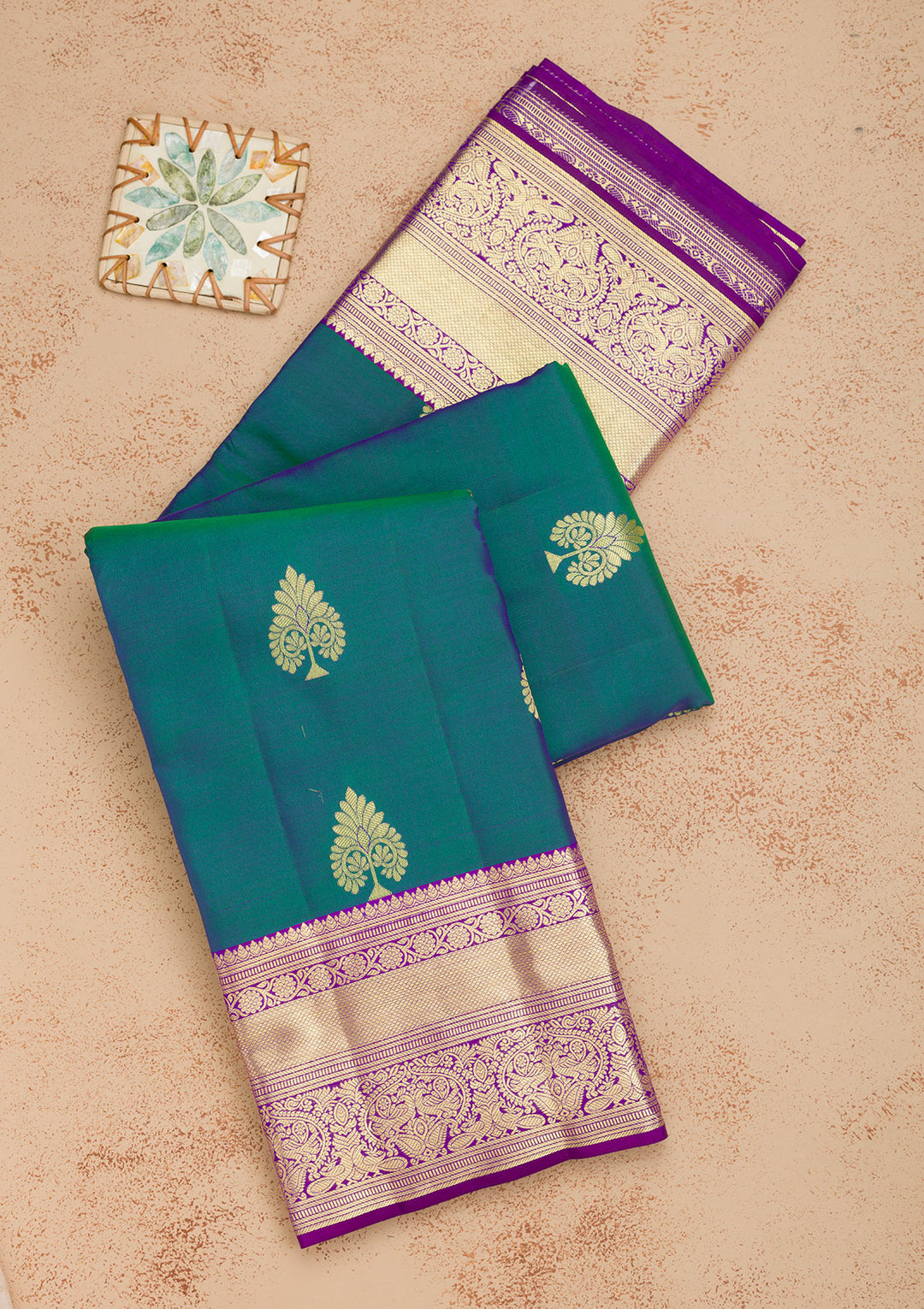 Peacock Blue Zariwork Pure Silk Saree