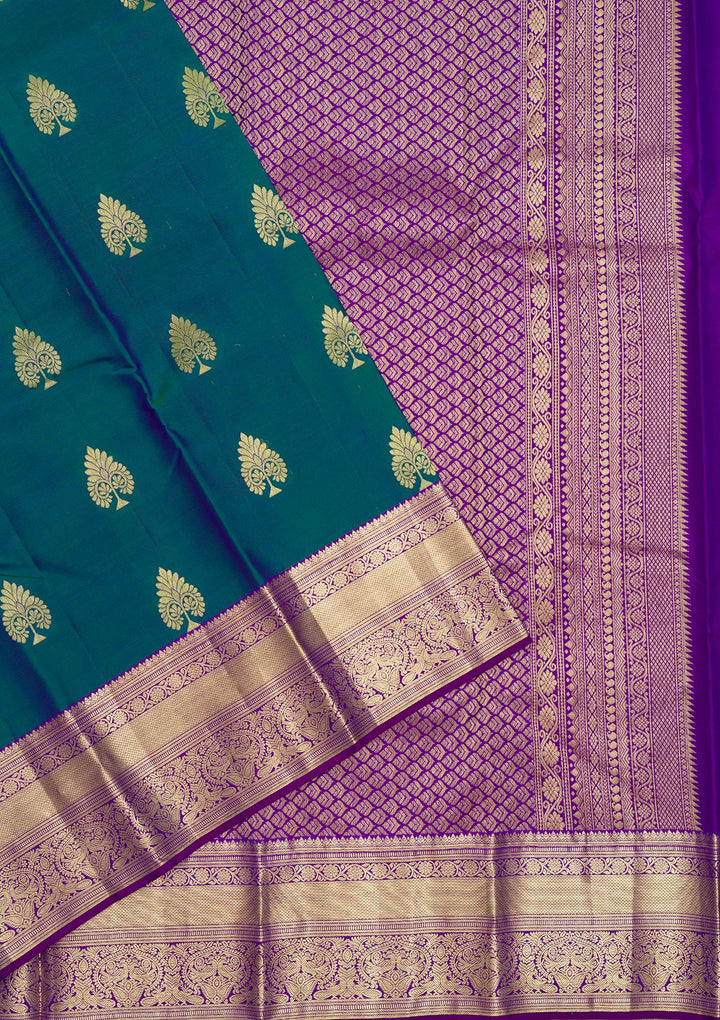 Peacock Blue Zariwork Pure Silk Saree