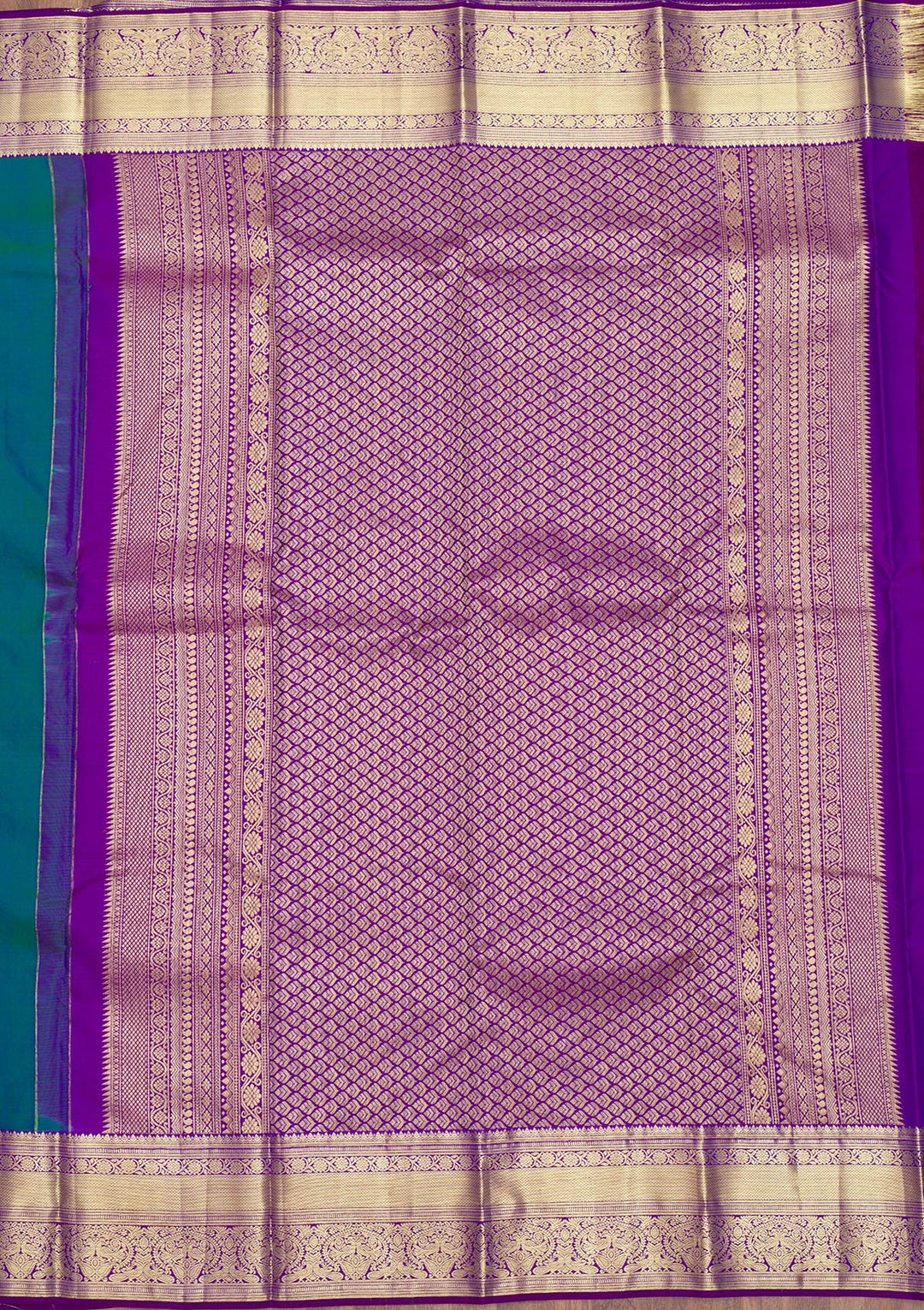 Peacock Blue Zariwork Pure Silk Saree