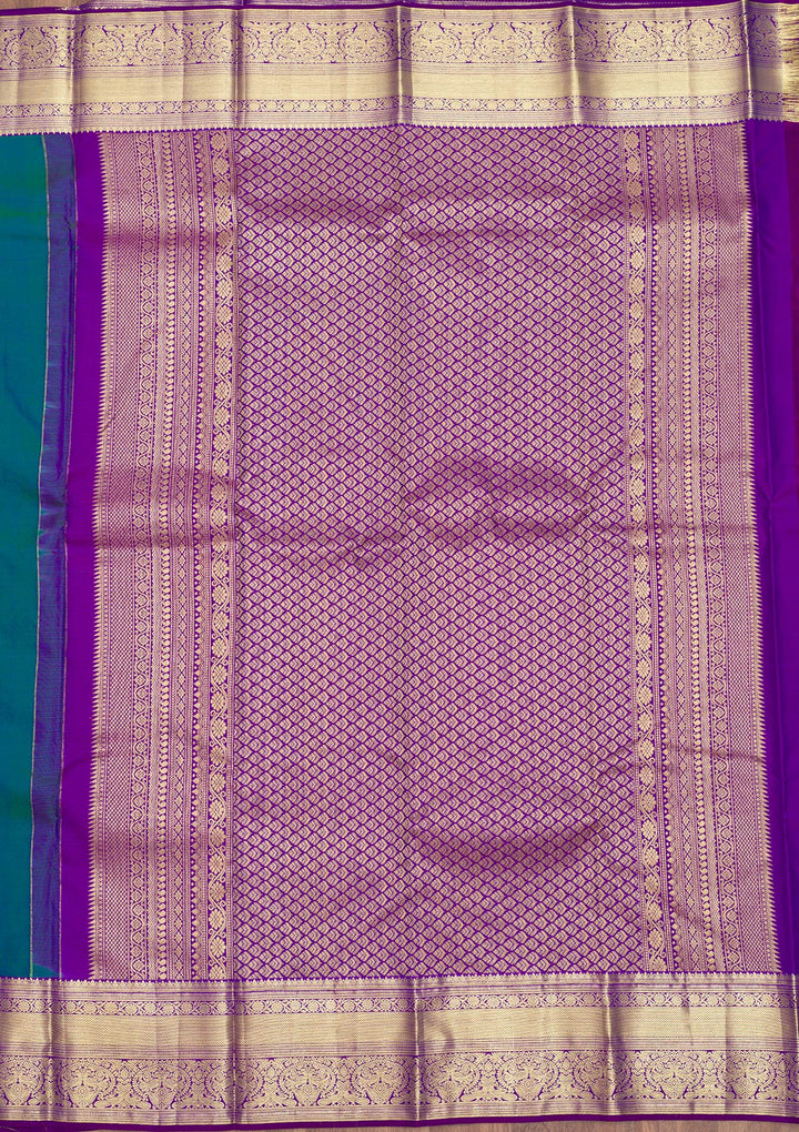 Peacock Blue Zariwork Pure Silk Saree
