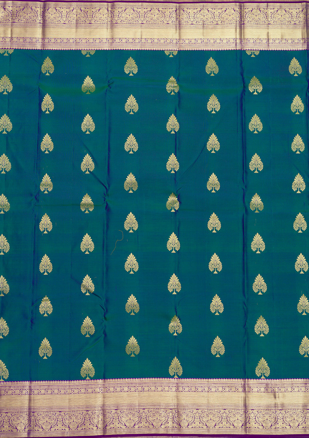 Peacock Blue Zariwork Pure Silk Saree