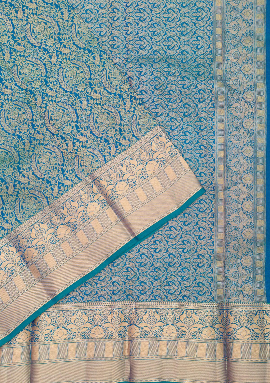 Peacock Blue Zariwork Pure Silk Saree