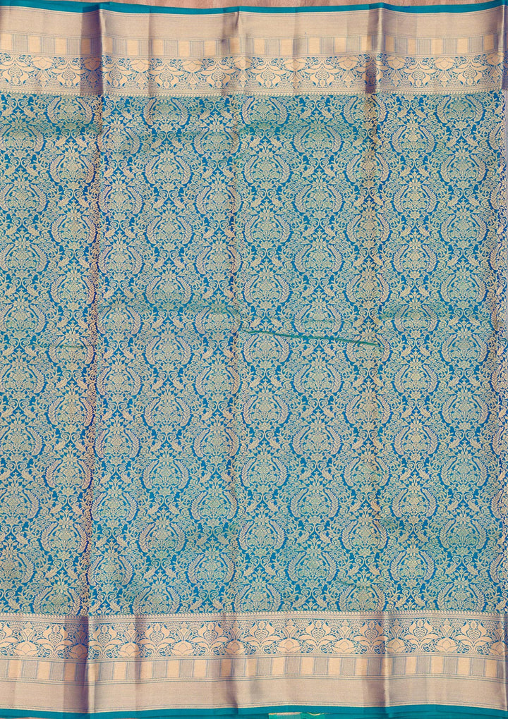 Peacock Blue Zariwork Pure Silk Saree