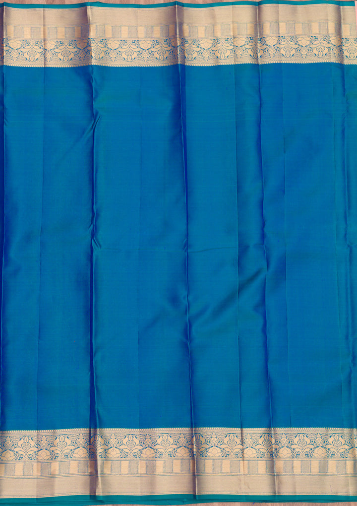 Peacock Blue Zariwork Pure Silk Saree