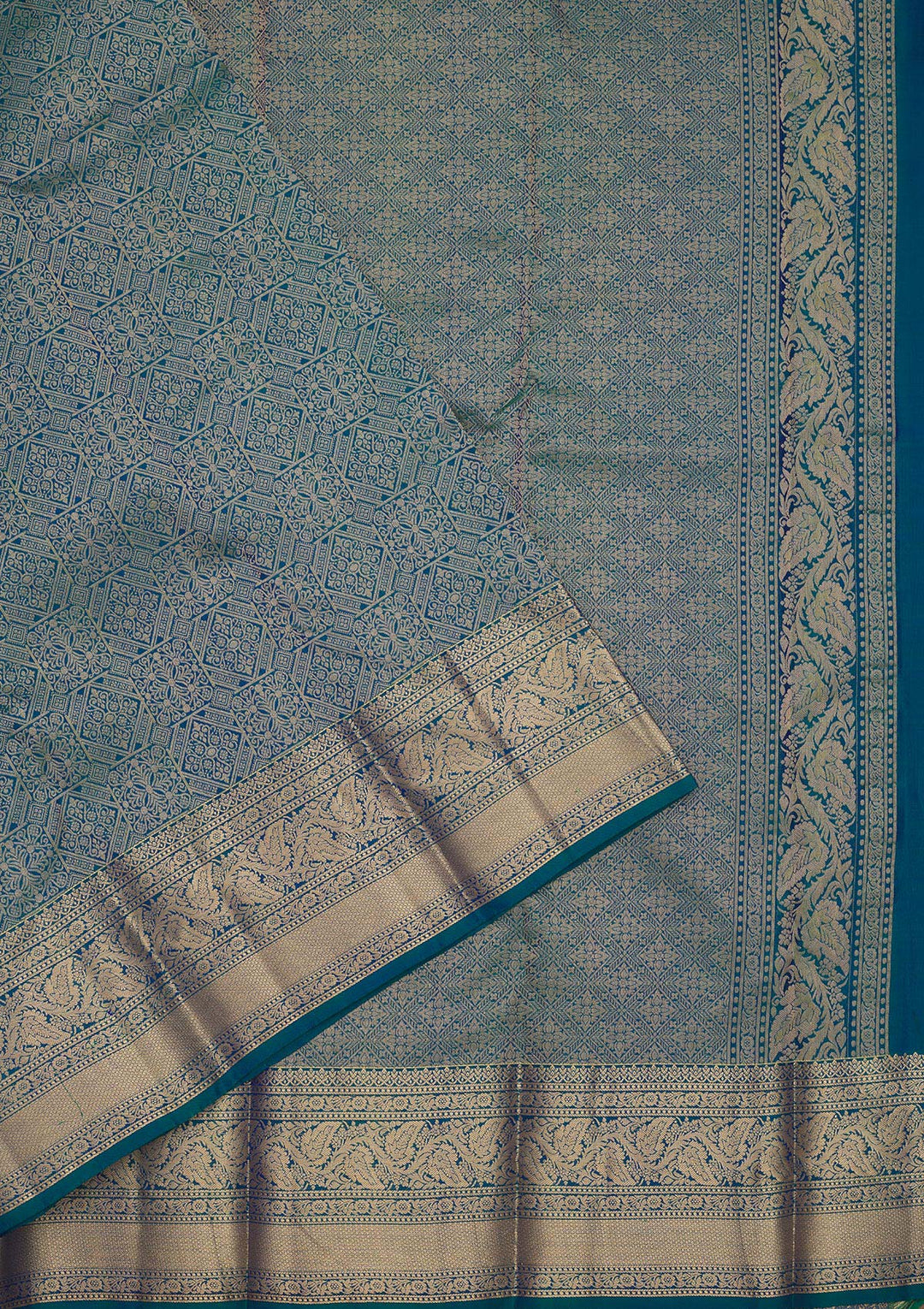 Peacock Blue Zariwork Pure Silk Saree