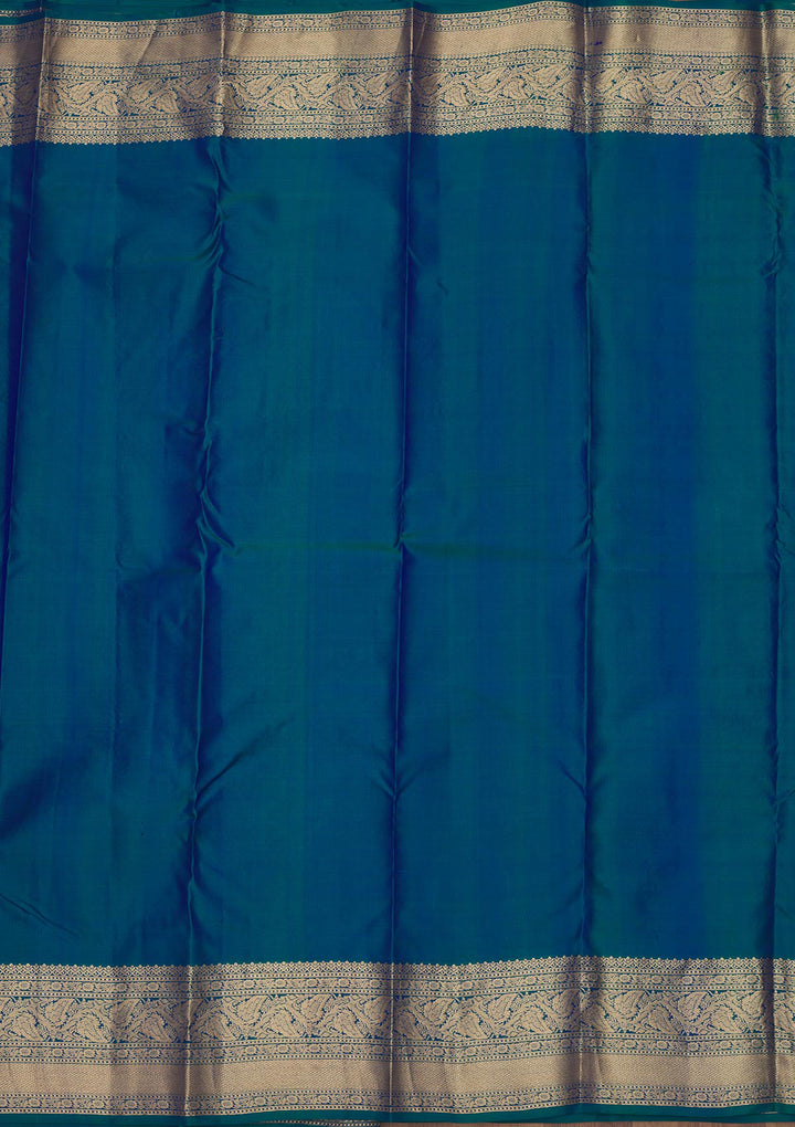 Peacock Blue Zariwork Pure Silk Saree