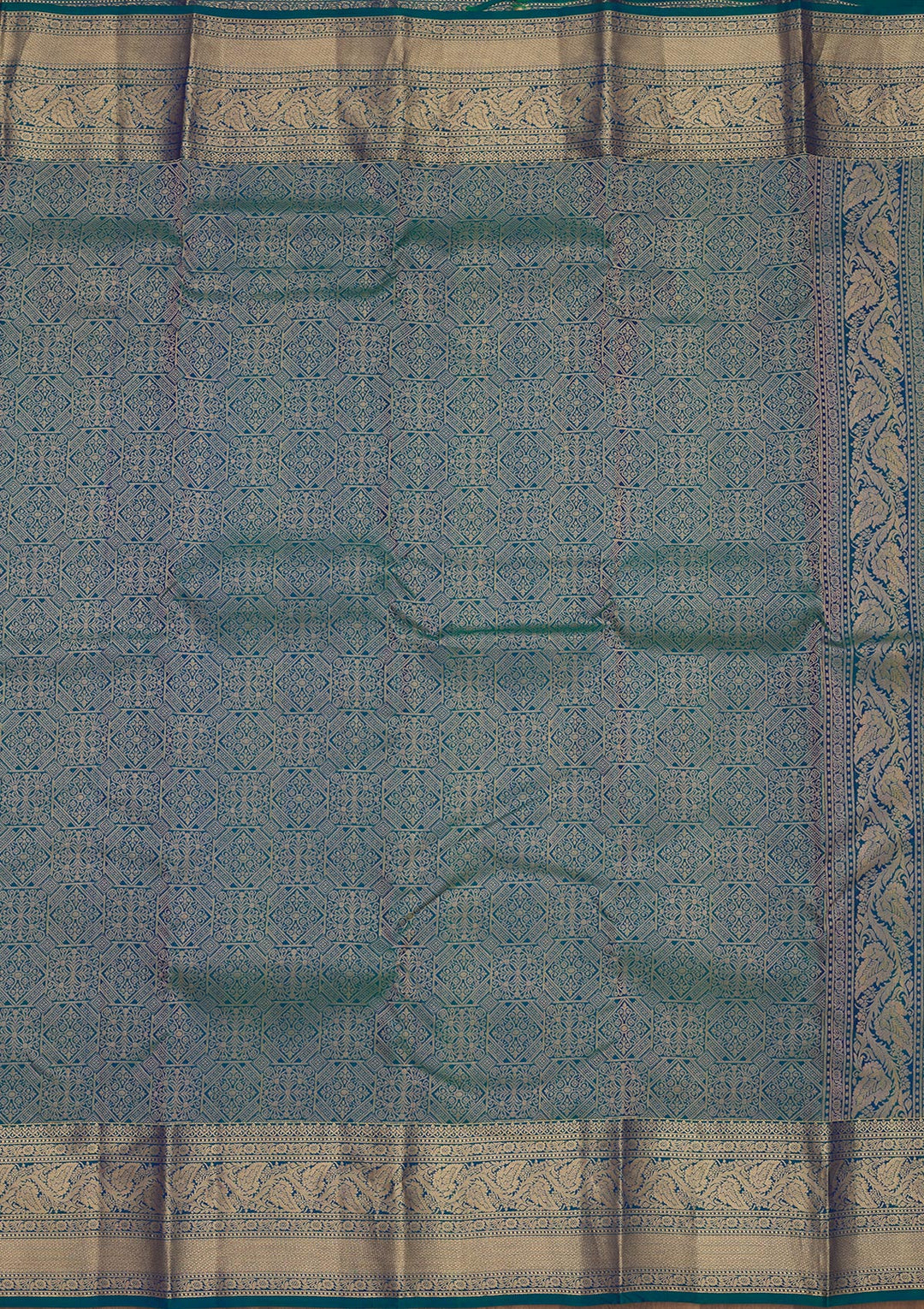 Peacock Blue Zariwork Pure Silk Saree