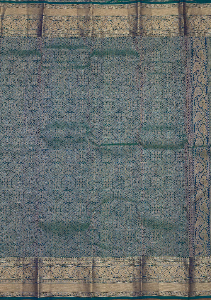 Peacock Blue Zariwork Pure Silk Saree