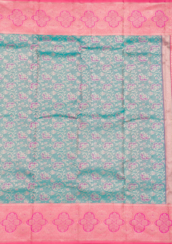 Peacock Blue Zariwork Pure Silk Saree