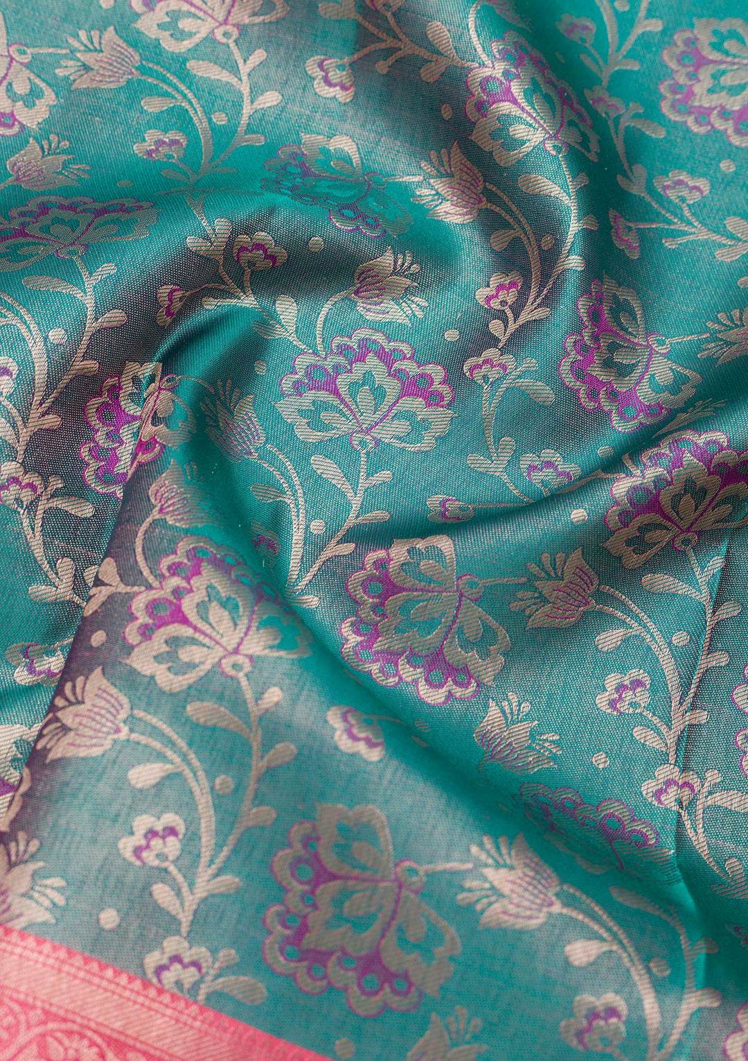 Peacock Blue Zariwork Pure Silk Saree