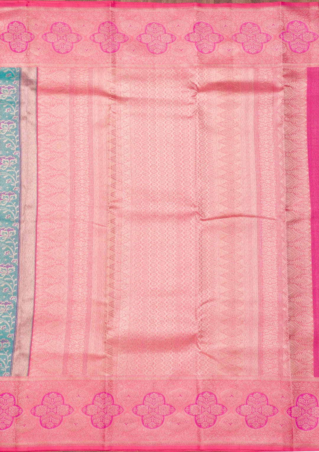Peacock Blue Zariwork Pure Silk Saree