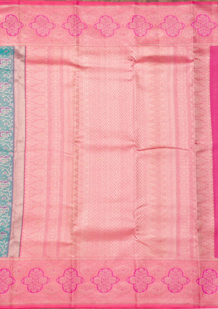 Peacock Blue Zariwork Pure Silk Saree