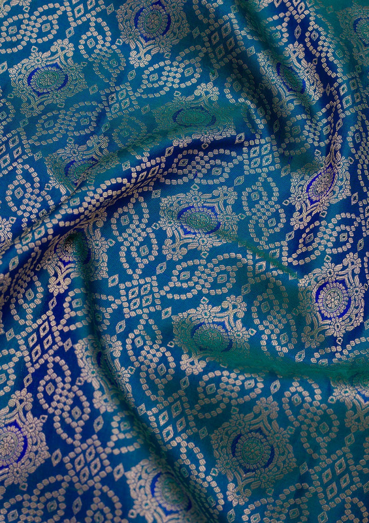 Peacock Blue Zariwork Pure Silk Saree