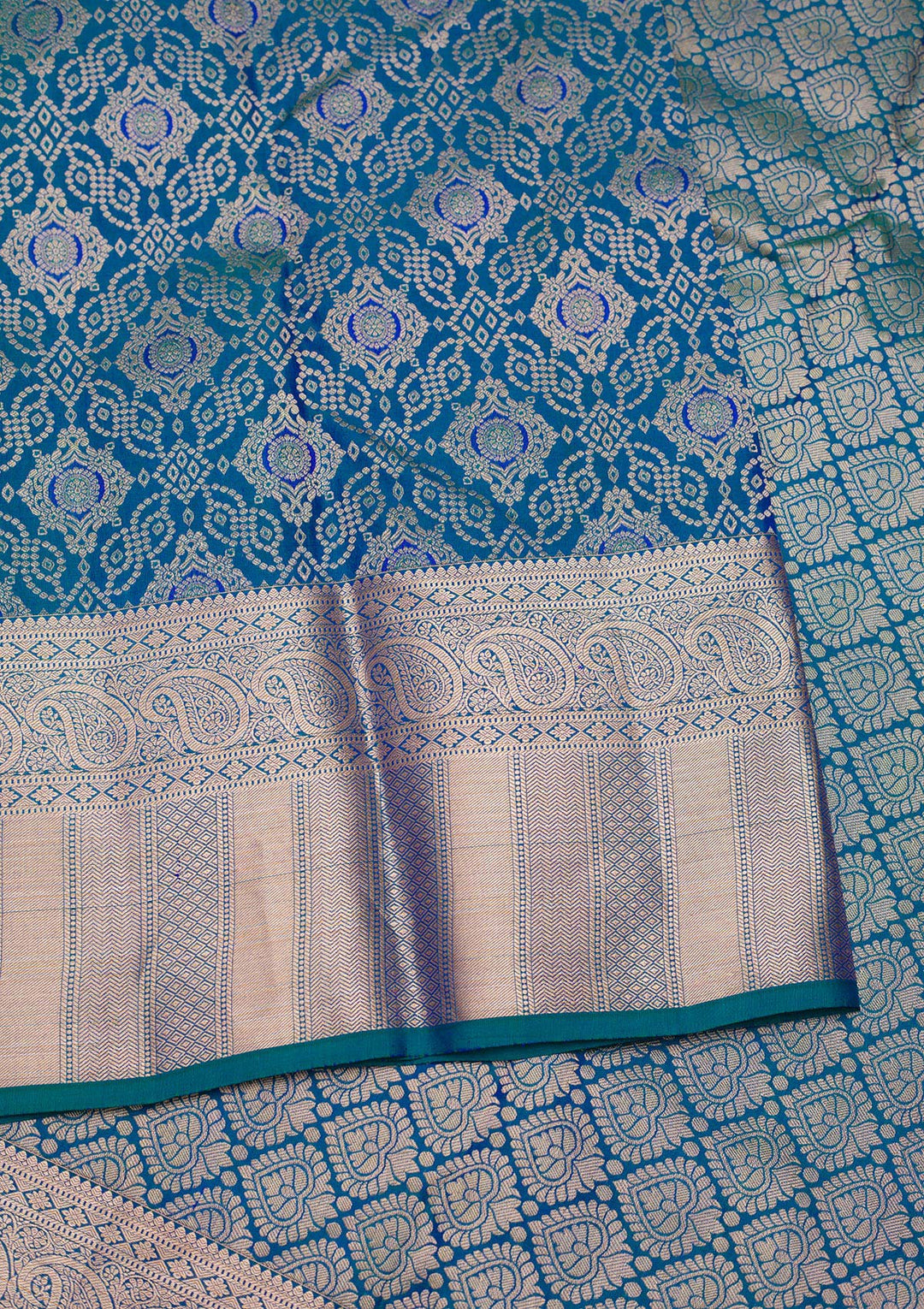 Peacock Blue Zariwork Pure Silk Saree