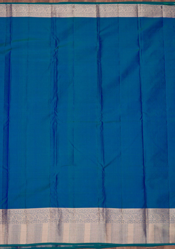Peacock Blue Zariwork Pure Silk Saree