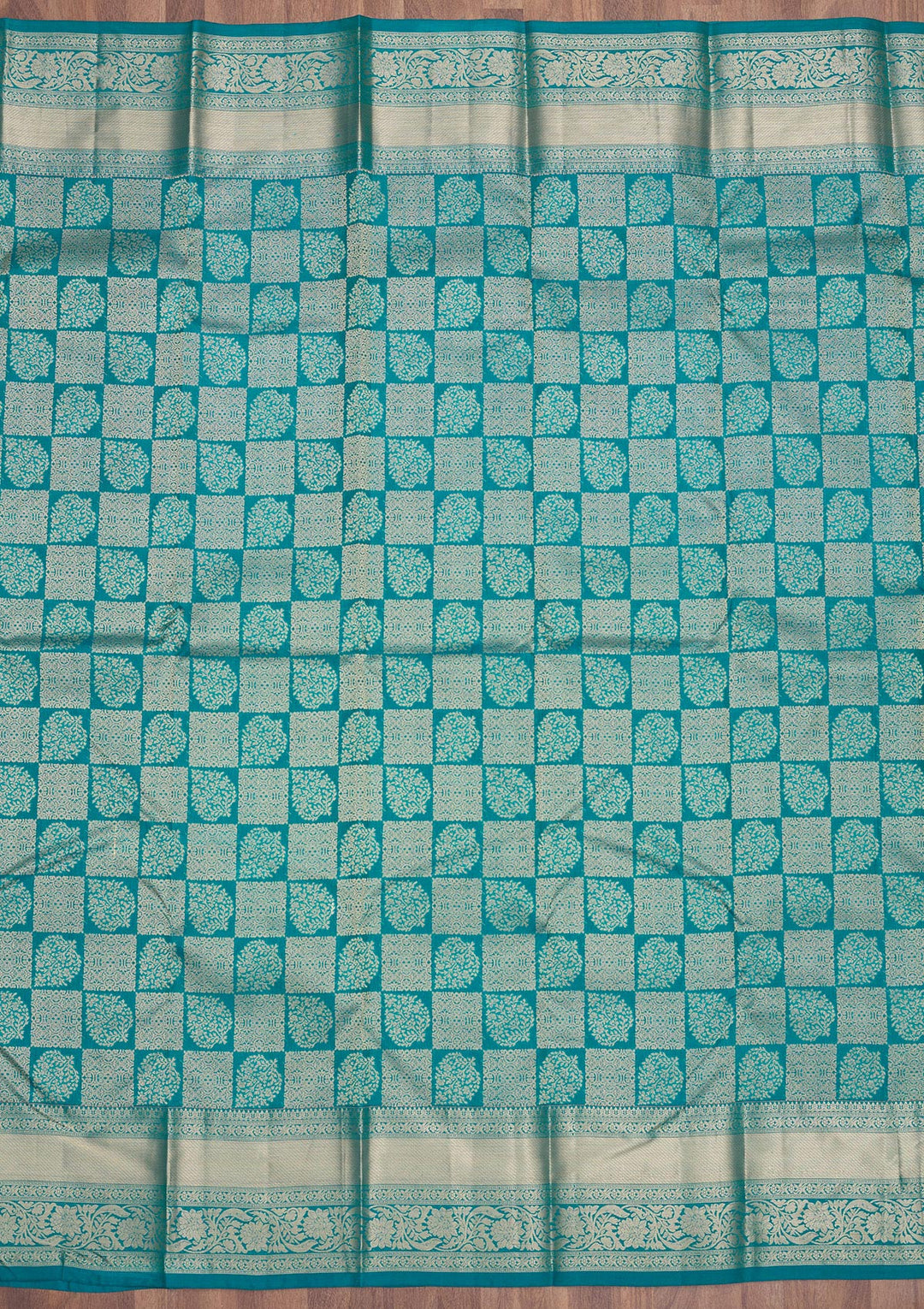 Peacock Blue Zariwork Pure Silk Saree