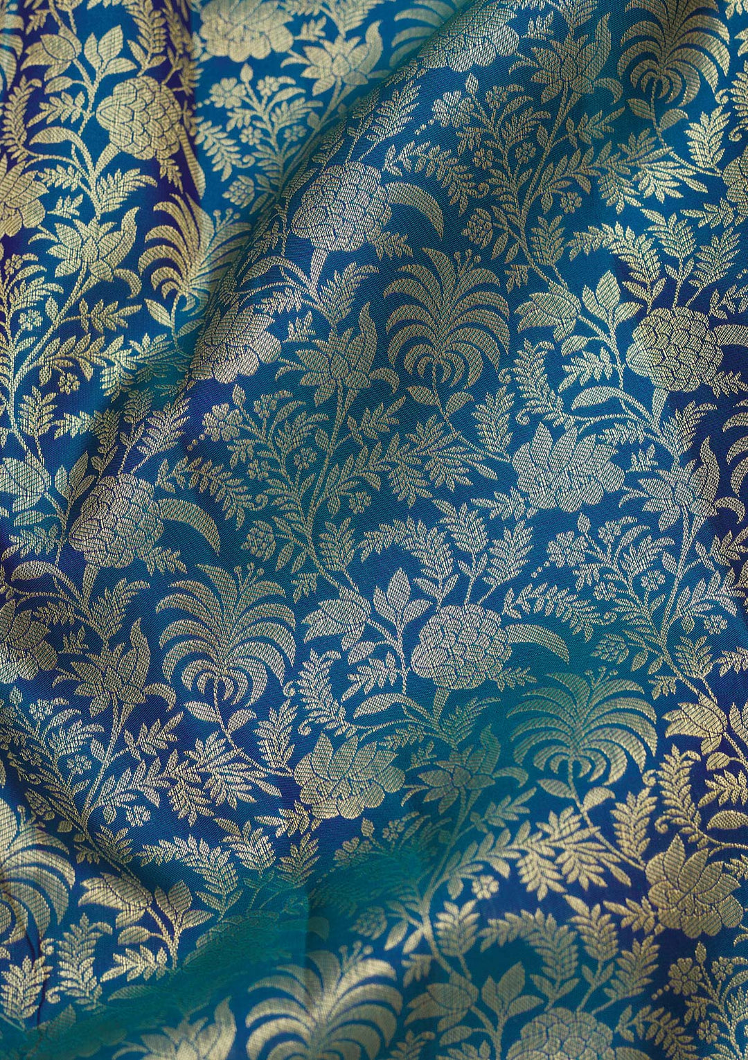 Peacock Blue Zariwork Pure Silk Saree