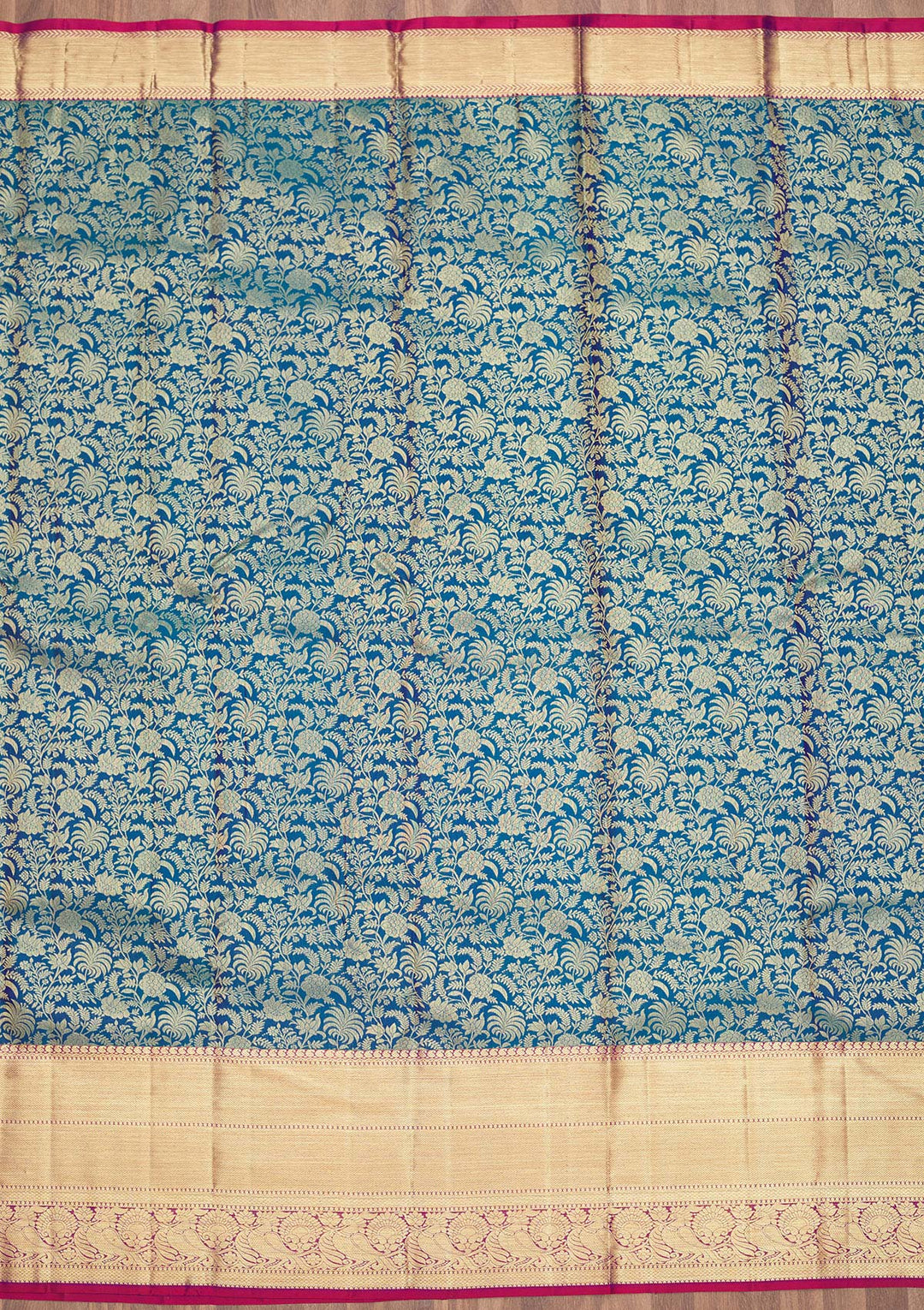 Peacock Blue Zariwork Pure Silk Saree
