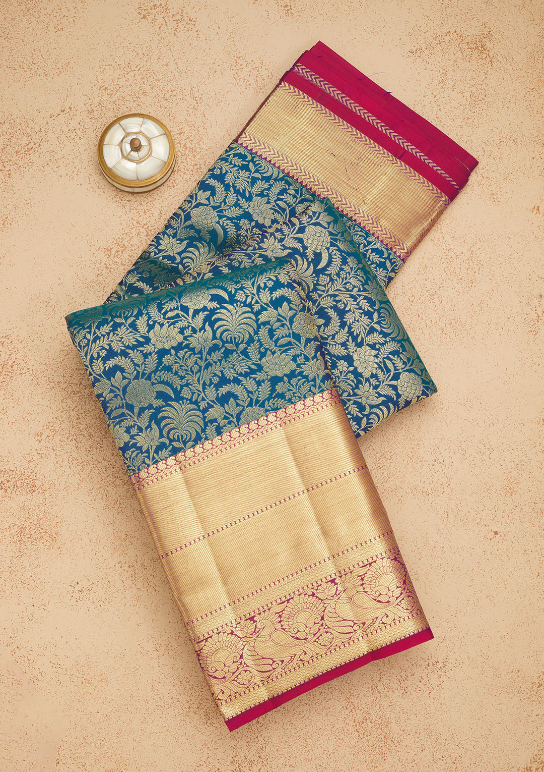 Peacock Blue Zariwork Pure Silk Saree