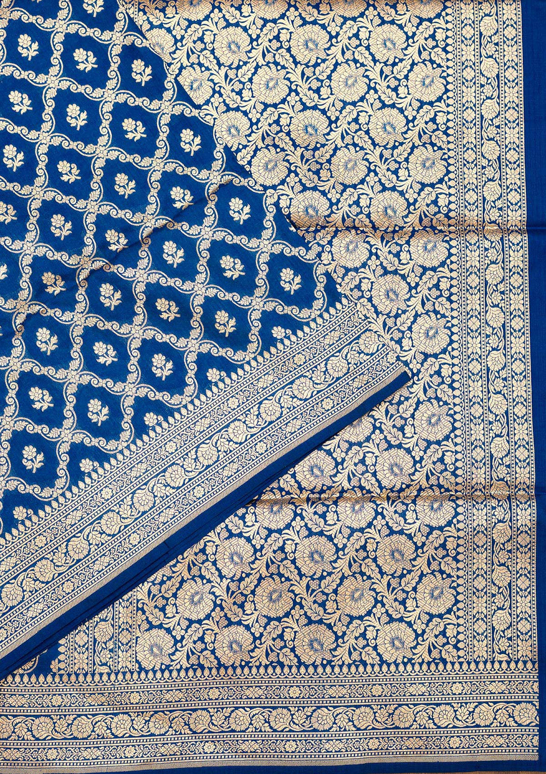 Peacock Blue Zariwork Pure Silk Saree