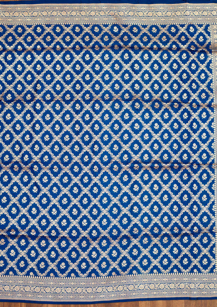 Peacock Blue Zariwork Pure Silk Saree