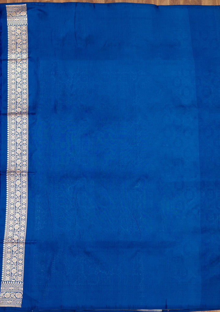 Peacock Blue Zariwork Pure Silk Saree
