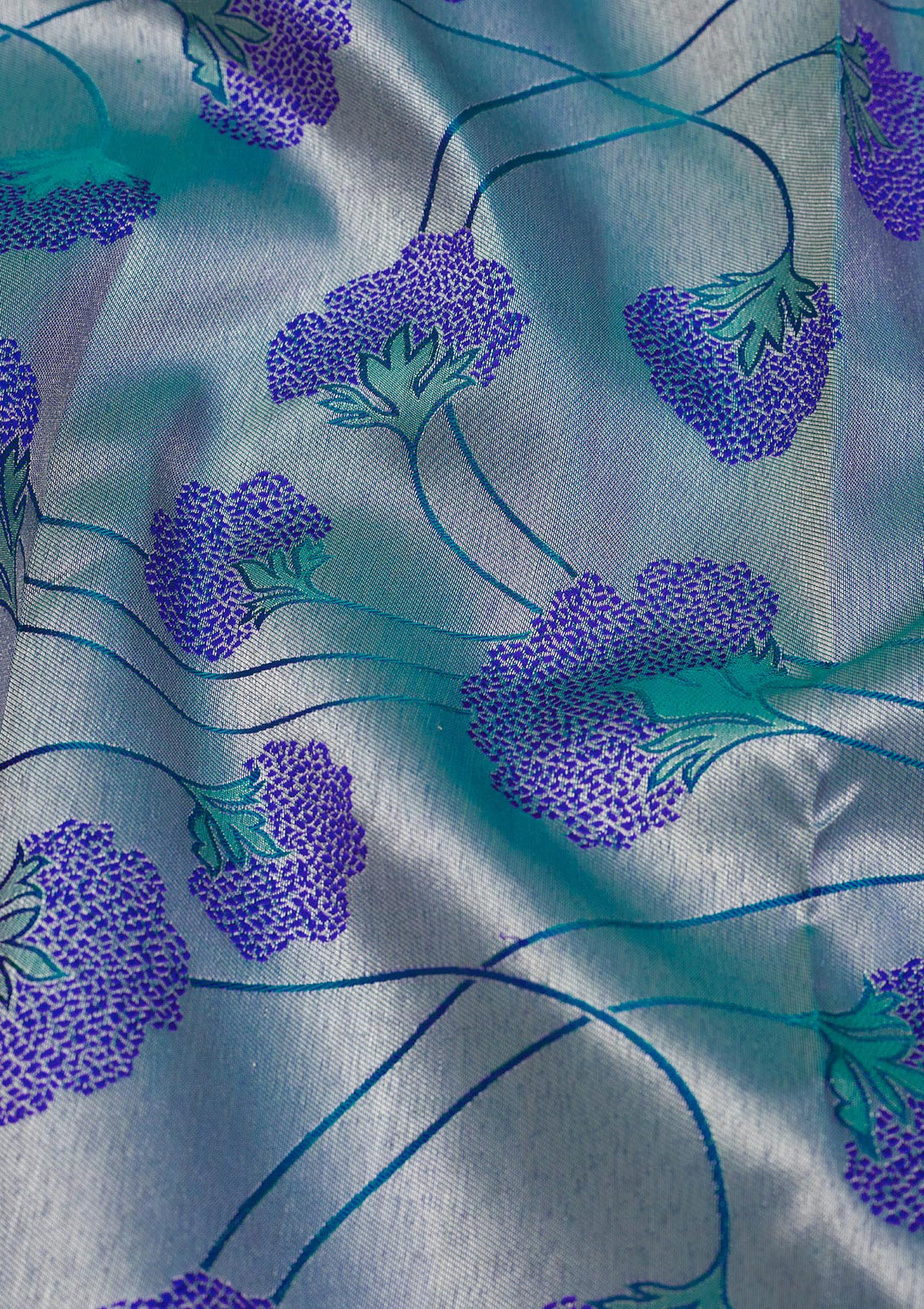 Peacock Blue Zariwork Pure Silk Saree