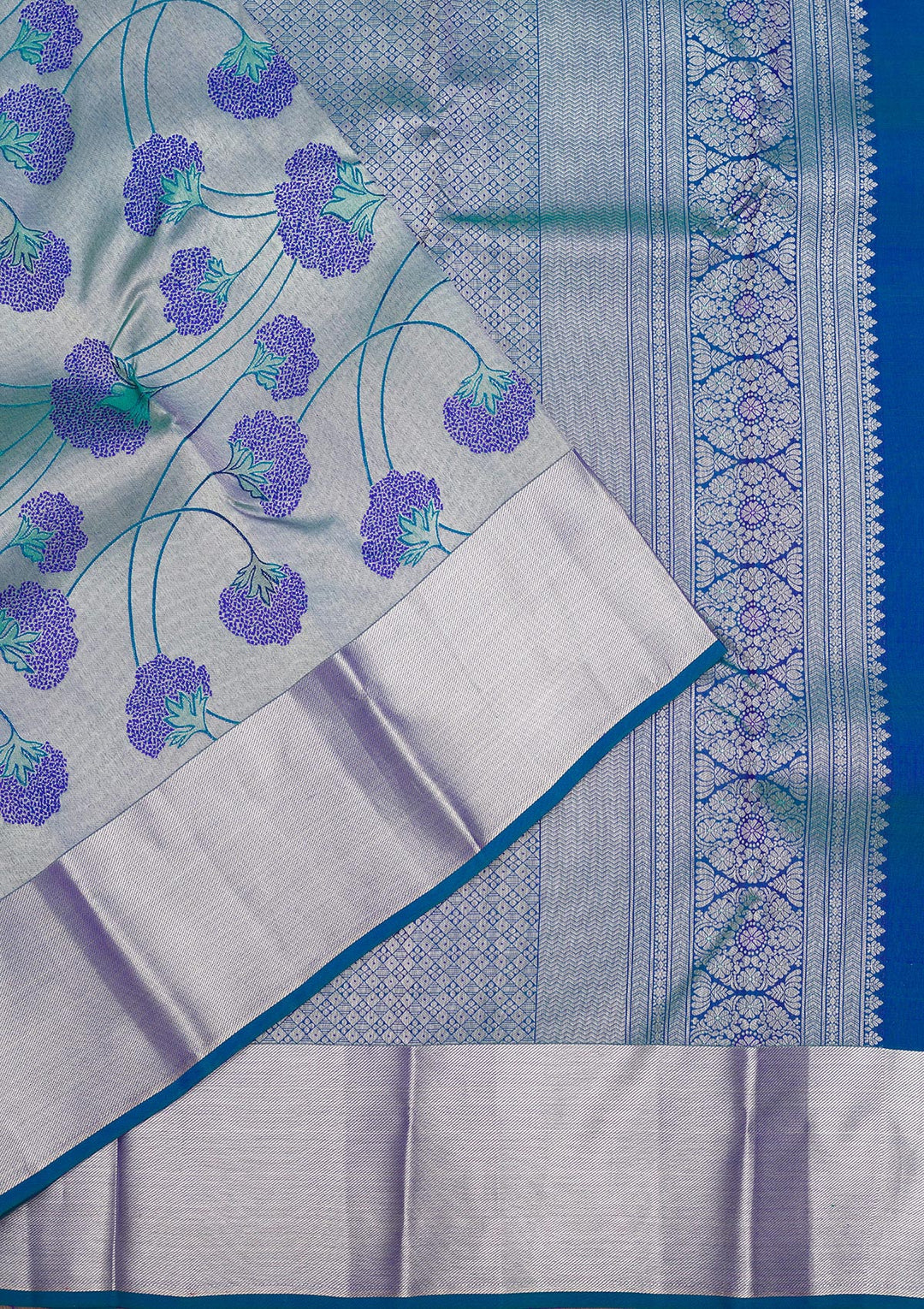 Peacock Blue Zariwork Pure Silk Saree