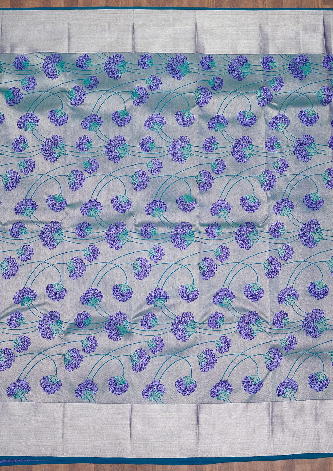 Peacock Blue Zariwork Pure Silk Saree