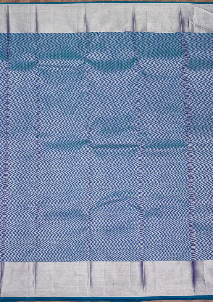 Peacock Blue Zariwork Pure Silk Saree