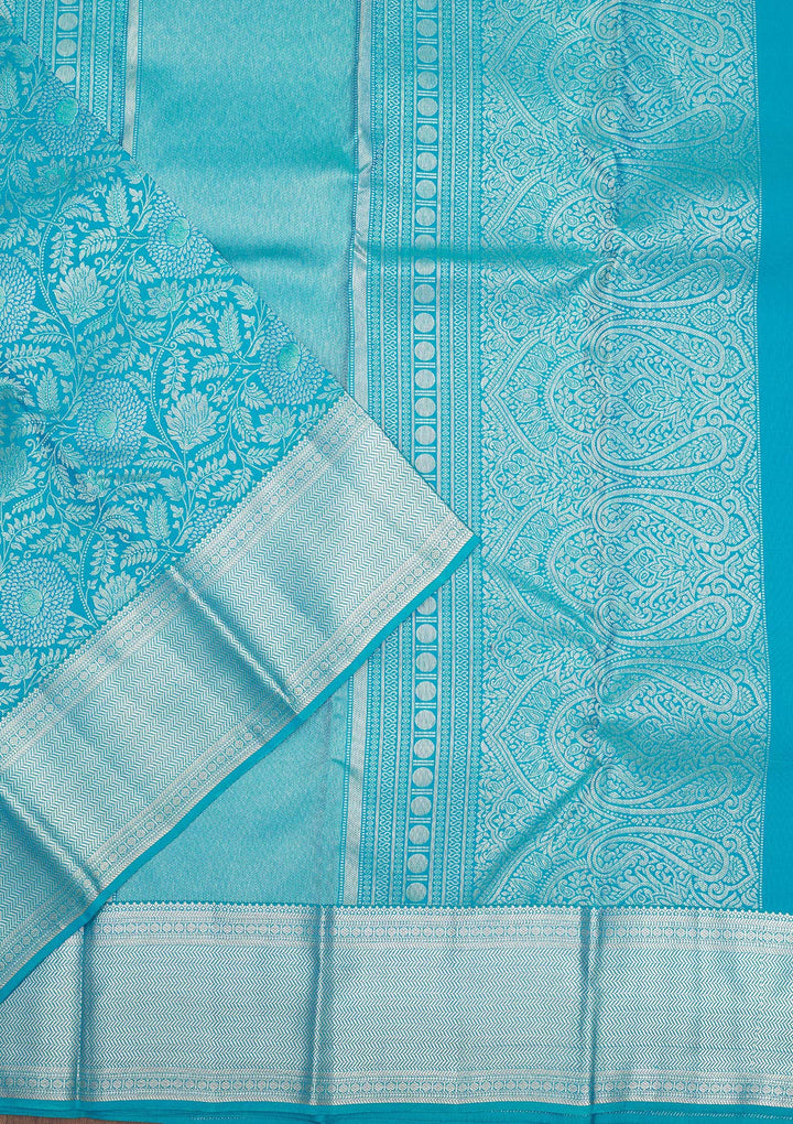 Sky Blue Zariwork Pure Silk Saree