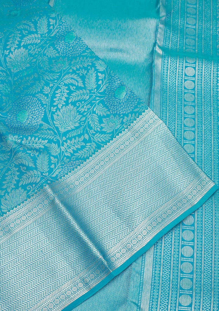 Sky Blue Zariwork Pure Silk Saree