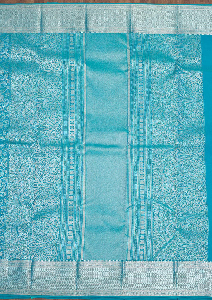 Sky Blue Zariwork Pure Silk Saree