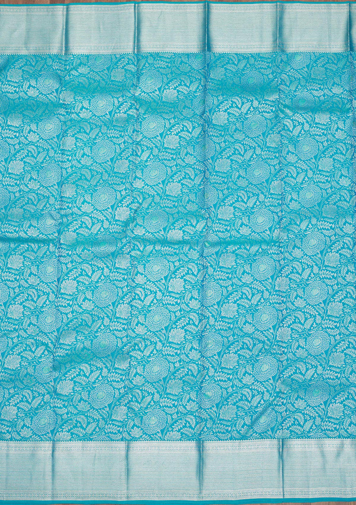 Sky Blue Zariwork Pure Silk Saree