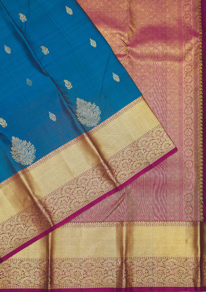 Peacock Blue Zariwork Pure Silk Saree
