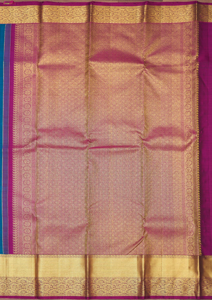 Peacock Blue Zariwork Pure Silk Saree