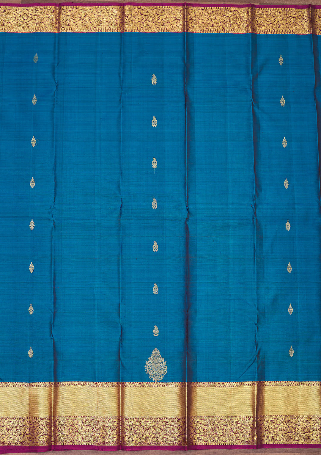 Peacock Blue Zariwork Pure Silk Saree