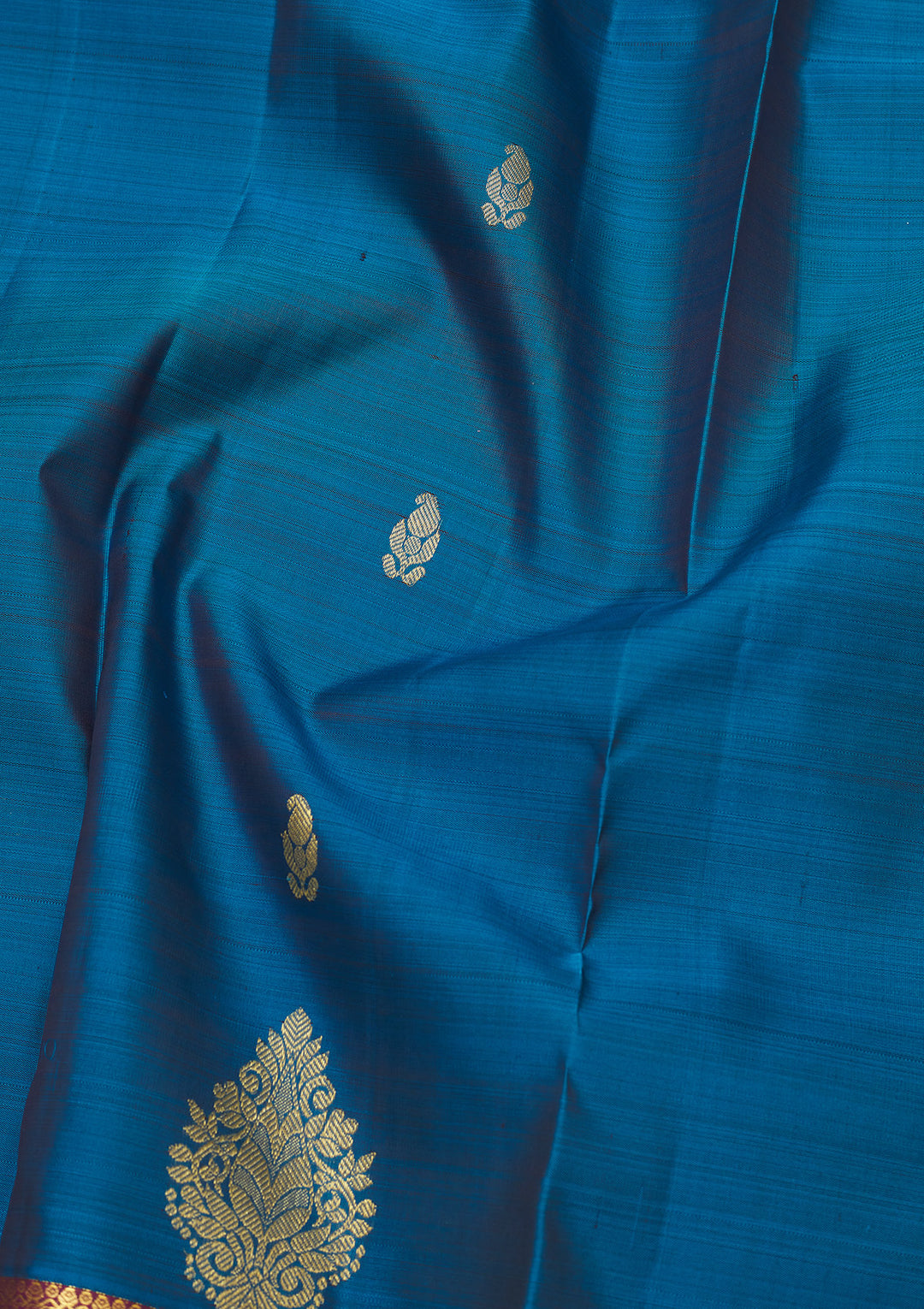 Peacock Blue Zariwork Pure Silk Saree