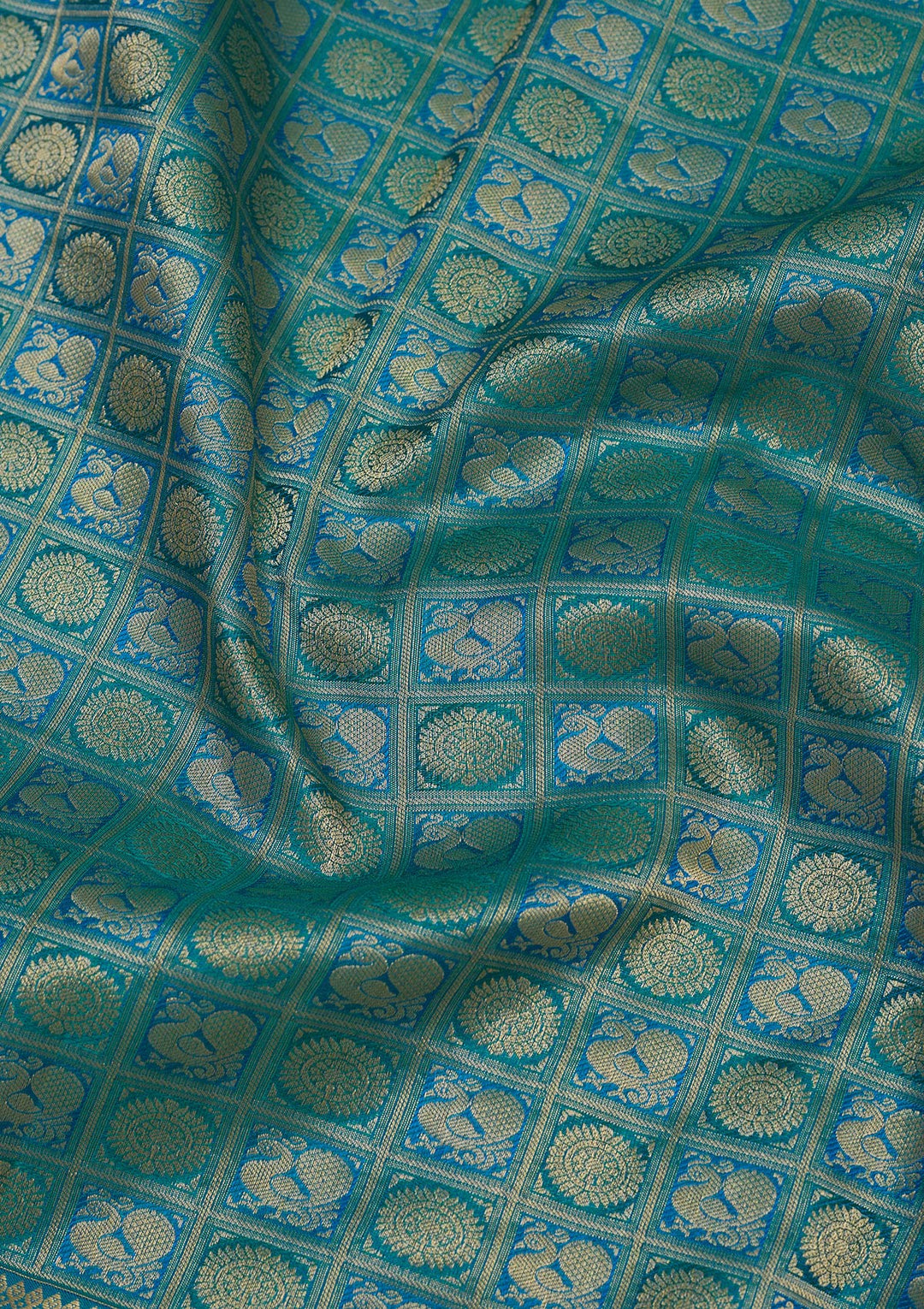 Peacock Blue Zariwork Pure Silk Saree