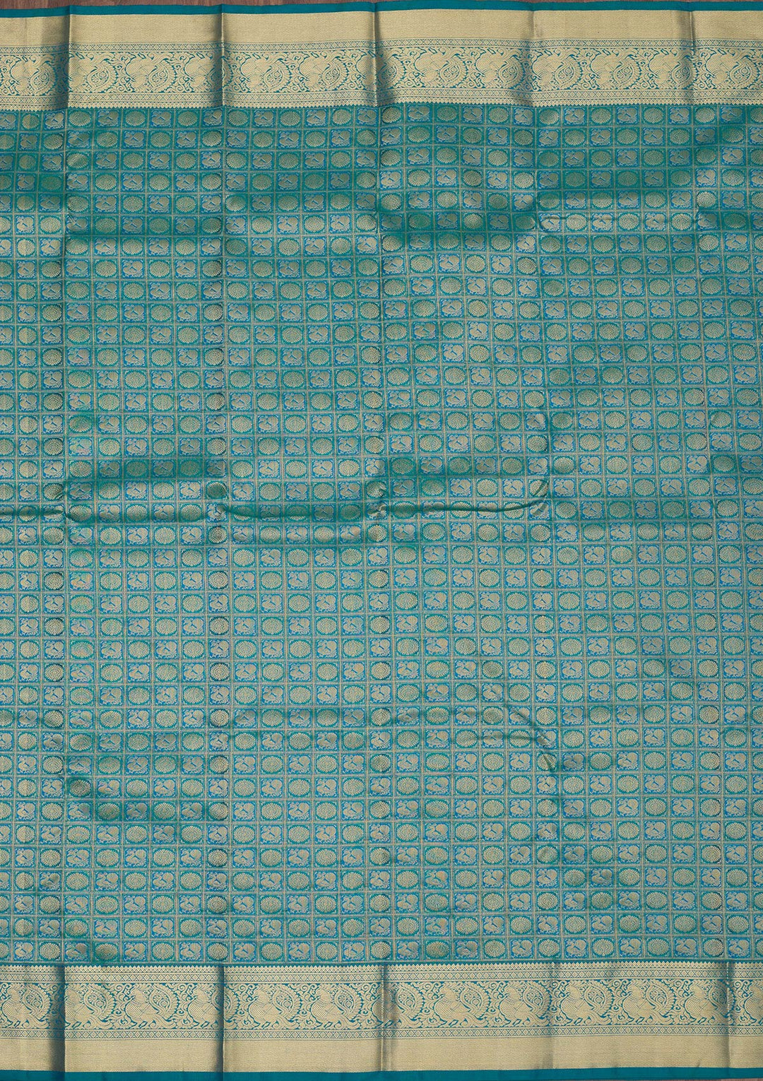 Peacock Blue Zariwork Pure Silk Saree